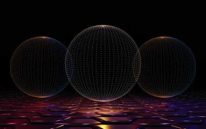 Three Circles 3D with lights on