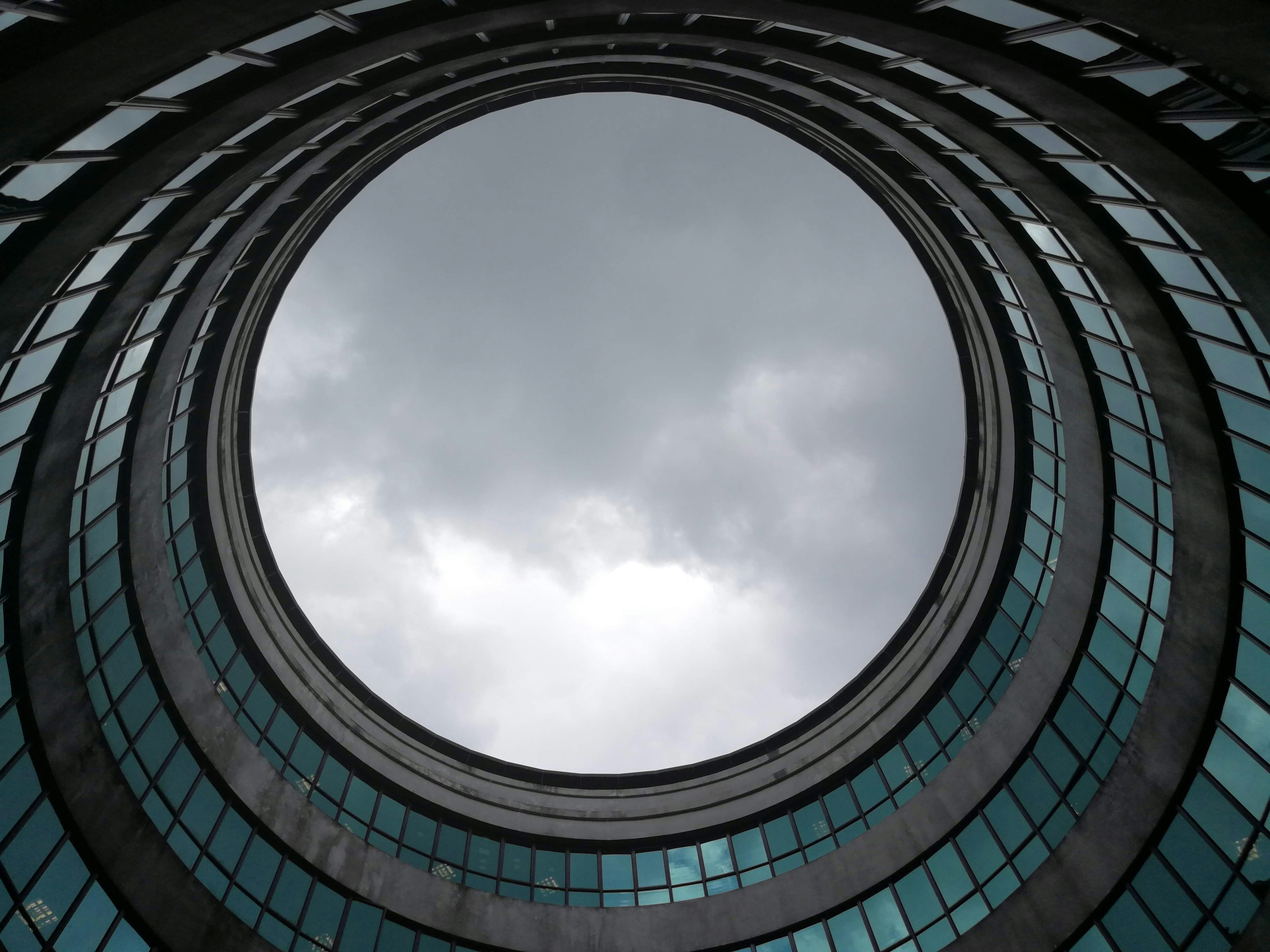 Circular building view from the ground up 