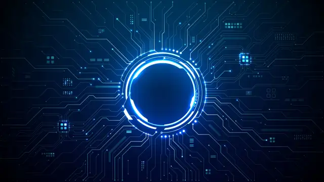Digital circle showing connections to circuits 