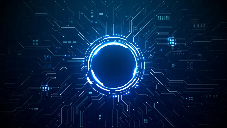 Digital circle showing connections to circuits 