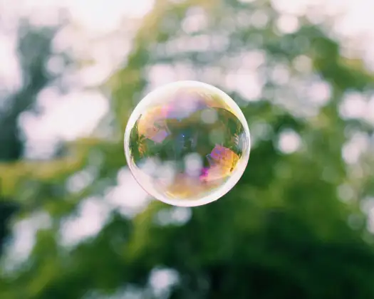 Big bubble floating outside up in the air